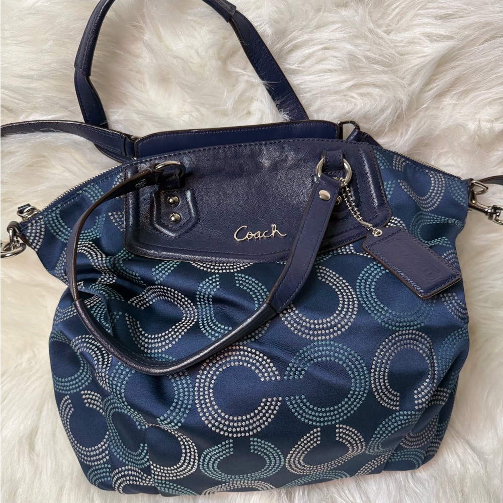 Coach Dark Blue Patterned Tote